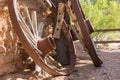 Broken down wagon wheels in old west Royalty Free Stock Photo