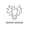 Broken dreams line icon, vector. Broken dreams outline sign, concept symbol, flat illustration