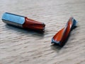 broken drill bit. broken cnc tool. close-up Royalty Free Stock Photo