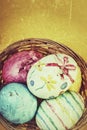 Broken easter eggs in a basket