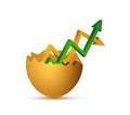 broken egg an arrow graph isolated