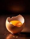 The broken egg on black background
