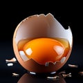 The broken egg on black background
