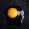 Broken egg on a black background Royalty Free Stock Photo