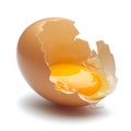 Broken Egg with Cracked Shell and Liquid Yolk Royalty Free Stock Photo