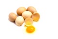 Broken egg in eggshell half and raw egg isolated Royalty Free Stock Photo