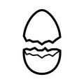 Broken egg icon isolated on a white background. Farm chicken eggshell cracking. Easter elements design. Vector Royalty Free Stock Photo