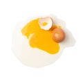 Broken Egg Isolated, Raw Yolk and White, Cracked Brown Shell, Fresh Broken Chicken Eggs on White Background Royalty Free Stock Photo