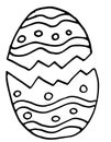 Broken egg with pattern, line art, hand drawn illustration