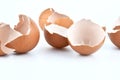 Cracked egg open on white background Royalty Free Stock Photo