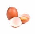 Broken egg white background Royalty Free Stock Photo