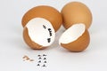 Broken Eggs shell on white background with cipping path Royalty Free Stock Photo
