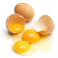 Broken eggs yolks isolated on white background Royalty Free Stock Photo