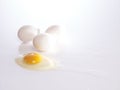 Broken eggs yolks and shells Royalty Free Stock Photo
