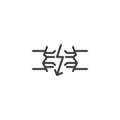 Broken electric wires line icon