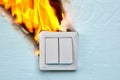 Defective outlet is cause of electrical fire Royalty Free Stock Photo