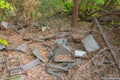 Broken electronics in front of Radar Duga station in the Ukraine Royalty Free Stock Photo