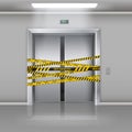 Broken elevator door, closed entrance, not working sign Royalty Free Stock Photo