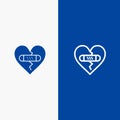 Broken, Emotions, Forgiveness, Heart, Love Line and Glyph Solid icon Blue banner Line and Glyph Solid icon Blue banner