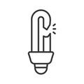 Broken energy lamp icon in line design. broken bulb, ewaste, lighting waste on white background vector. Electronic waste editable Royalty Free Stock Photo