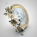 Broken euro coin Royalty Free Stock Photo