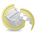 Broken Euro coin Royalty Free Stock Photo