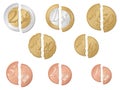Broken euro coins Royalty Free Stock Photo
