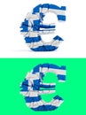 Broken euro sign - greece flag