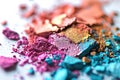 Broken Eye Shadow Isolated, Smashed Makeup Palette, Crushed Natural Glitter Pigment Texture Royalty Free Stock Photo