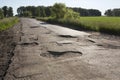 Broken fabric of rural roads in Omsk region Royalty Free Stock Photo