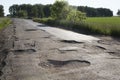 Broken fabric of rural roads in Omsk region Royalty Free Stock Photo