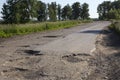 Broken fabric of rural roads in Omsk region Royalty Free Stock Photo