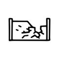 broken fence black line vector doodle simple icon