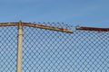 Broken Fence Support Pipe with Blue Sky Royalty Free Stock Photo