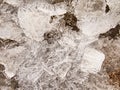 Broken floes and iceberg. A large ice piece on freshwater ice that has broken off