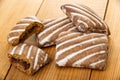 Broken gingerbread with jam, whole striped gingerbreads