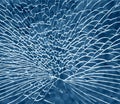 Broken glass, blue background closeup, texture Royalty Free Stock Photo