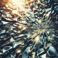 broken glass with broken window with reflection of sunlight through it Royalty Free Stock Photo