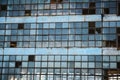 Broken glass facade old, industrial, abandoned factory building Royalty Free Stock Photo