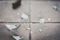 Broken glass on the floor, alcohol abuse Royalty Free Stock Photo