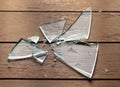 broken glass glasses mirror on wooden floor , generated by AI Royalty Free Stock Photo