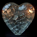 a broken glass heart with many small pieces missing from it