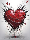 broken glass heart shape on dark background Royalty Free Stock Photo