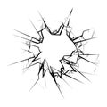 Broken glass hole cracks isolated vector illustration Royalty Free Stock Photo