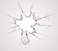 Broken glass hole cracks transperent background vector illustration