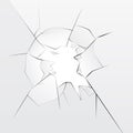 Broken glass with hole, transparent vector background Royalty Free Stock Photo