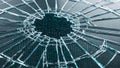 Shattered glass screen revealing digital matrix code background symbolizes data breach and system failure concept Royalty Free Stock Photo