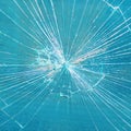 Broken Glass Pane blue window in the mall Royalty Free Stock Photo