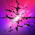 a broken glass on a purple and pink background Royalty Free Stock Photo