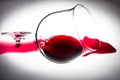 Broken glass of red wine, a symbol of the loss Royalty Free Stock Photo